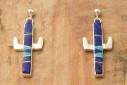 Calvin Begay Genuine Blue Lapis Cactus Earrings